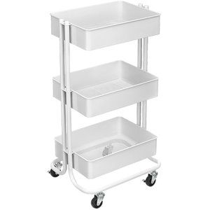 SUPERKKY 3 Drawer Rolling Cart by Recollections, Lexington Collection (White)